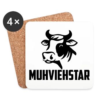 Muhviehstar | Farbe änderbar - Untersetzer (4er-Set) - Weiß - Vorne
