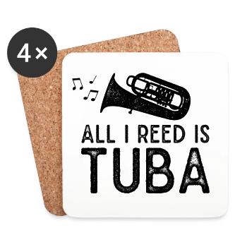 Tuba Tuba Cuivre Instrument Musique Fanfare - Dessous de verre (lot de 4) - blanc - Devant