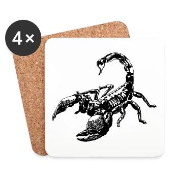 Cool Scorpion Insect Sketch Graphic Scorpion Lover - Dessous de verre (lot de 4) - blanc - Devant