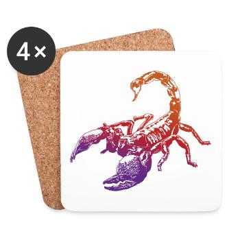 Coole Skorpion-Insektenskizze Grafik Skorpion-Liebhaber - Untersetzer (4er-Set) - Weiß - Vorne