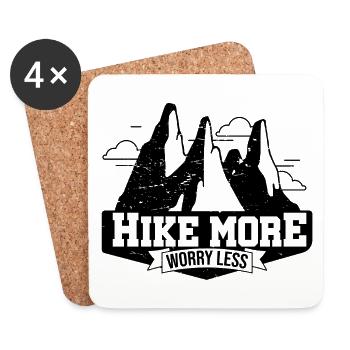 Hike More Worry Less Hiking Trekking Hiker Nature - Untersetzer (4er-Set) - Weiß - Vorne