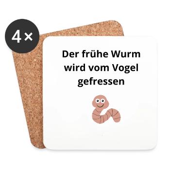 Der frühe Wurm wird vom Vogel gefressen - Untersetzer (4er-Set) - Weiß - Vorne