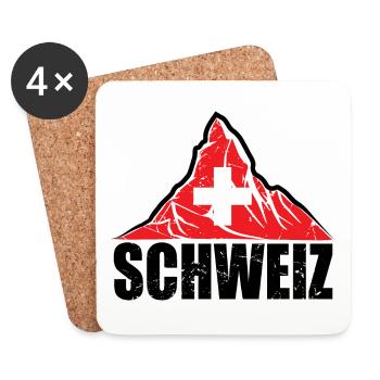 Schweiz Matterhorn - Drapeau suisse - Dessous de verre (lot de 4) - blanc - Devant