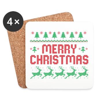 Merry Christmas - Coasters (set of 4) - white - Front