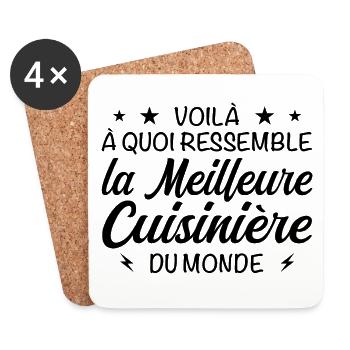 Meilleure cuisinière au monde - Idée cadeau - Dessous de verre (lot de 4) - blanc - Devant
