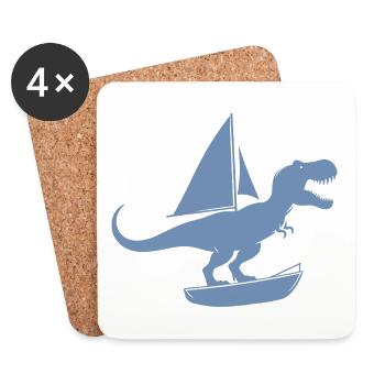 Minimalist dinghy with T-Rex summer - Coasters (set of 4) - white - Front