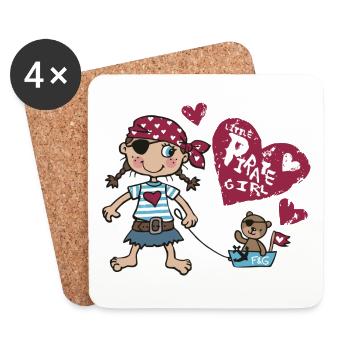 Petit pirate et capitaine ours - Dessous de verre (lot de 4) - blanc - Devant