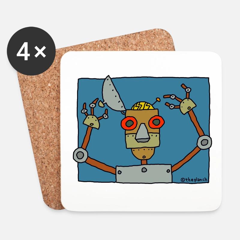 der Roboter - Untersetzer (4er-Set) - Weiß