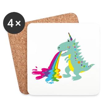 dinohorn, dino, einhorn, Dinosaurier - Untersetzer (4er-Set) - Weiß - Vorne