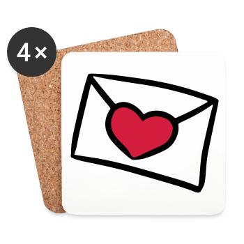 Love letter Liebesbrief lettre d'amour Geschenk - Untersetzer (4er-Set) - Weiß - Vorne