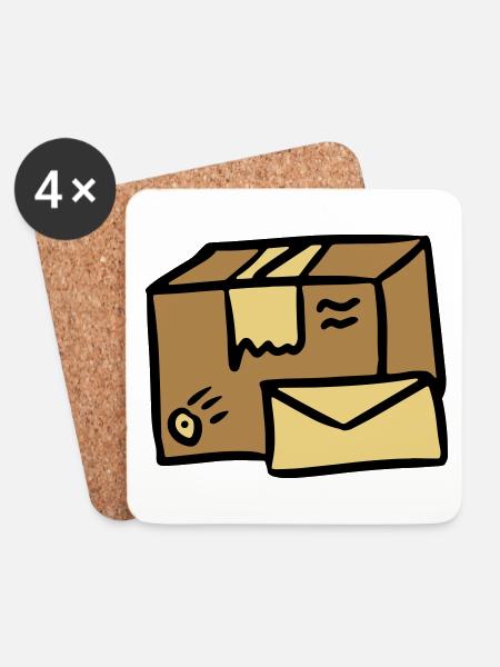 Post mail Paket Brief Zustellung package letter - Untersetzer (4er-Set) - Weiß