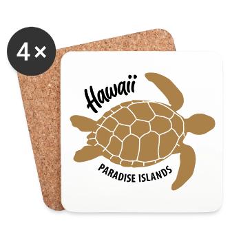 Turtle Hawaii Paradise Islands - Coasters (set of 4) - white - Front