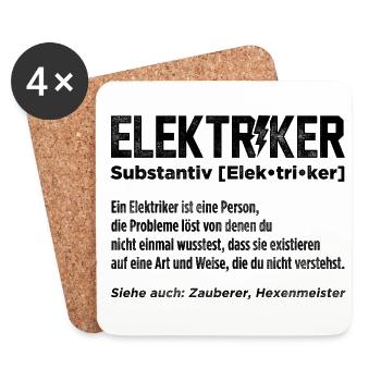 Elektriker Substantiv Definition Handwerker Mechan - Untersetzer (4er-Set) - Weiß - Vorne