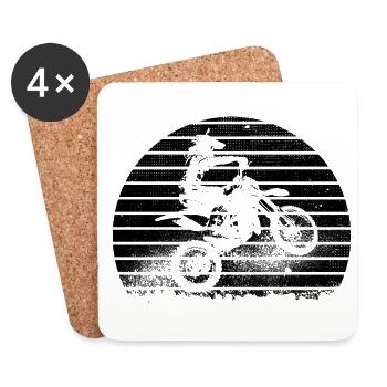 Motocross Retro Sunset Motorradfahrer Biker Enduro - Untersetzer (4er-Set) - Weiß - Vorne