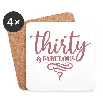 Thirty & Fabulous - Geschenk zum 30. Geburtstag für Frauen - Untersetzer (4er-Set) - Weiß - Vorne