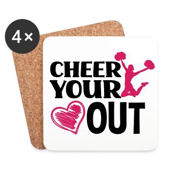 Cheer Your Heart Out Cheerleading Cheerdance Gymna - Untersetzer (4er-Set) - Weiß - Vorne