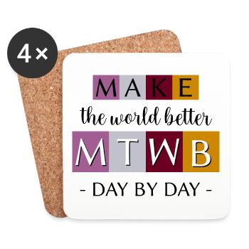 Make the world better day by day - Coasters (set of 4) - white - Front