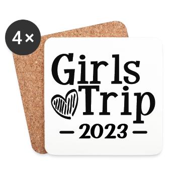 Girl's Trip 2023 Cute Girls Trip Weekend Vacation - Coasters (set of 4) - white - Front
