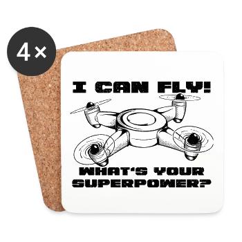 Je peux voler. Quel est votre superpouvoir ? Drone - Dessous de verre (lot de 4) - blanc - Devant