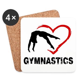Gymnastique, Gymnaste et cœur, Gymnastique - Dessous de verre (lot de 4) - blanc - Devant