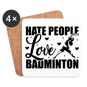 Hate People Love Badminton Graphic Player Shuttlec - Untersetzer (4er-Set) - Weiß - Vorne