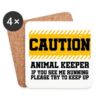 Caution Animal Keeper If You See Me Running Zoolog - Untersetzer (4er-Set) - Weiß - Vorne