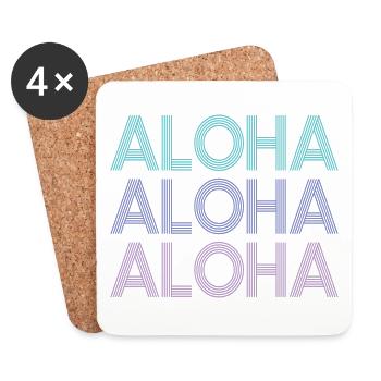 Aloha Aloha Aloha | Les couleurs peuvent être changées - Dessous de verre (lot de 4) - blanc - Devant