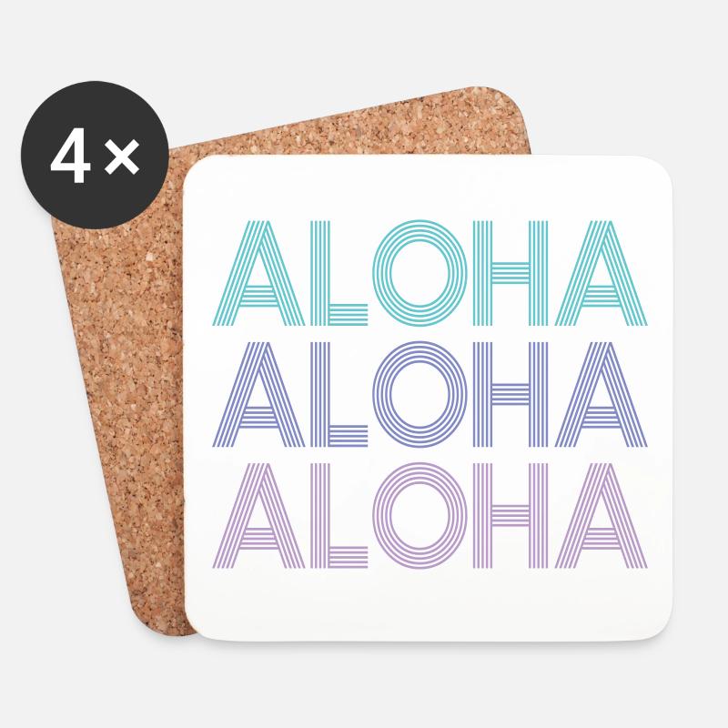 Aloha Aloha Aloha | Farben änderbar - Untersetzer (4er-Set) - Weiß