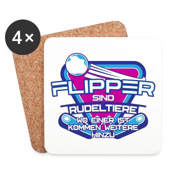 Flipper sind Rudeltiere Pinball | Farben änderbar - Untersetzer (4er-Set) - Weiß - Vorne