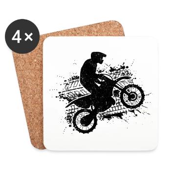 Retro Graphic Dirt Biker Motorcycle Enduro Motocro - Untersetzer (4er-Set) - Weiß - Vorne