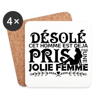 cadeau copain mari Le meilleur copain du monde !! - Dessous de verre (lot de 4) - blanc - Devant