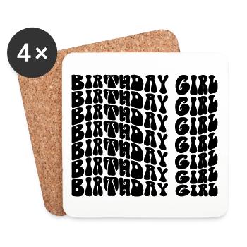 Birthday Girl - Groovy Retro Vintage - Birthday - Dessous de verre (lot de 4) - blanc - Devant