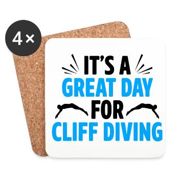 It's A Great Day For Cliff Diving Tombstoning Base - Coasters (set of 4) - white - Front