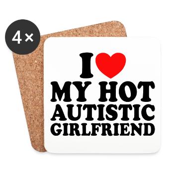 Liebe meine Freundin Ich liebe meine autistische Freundin - Untersetzer (4er-Set) - Weiß - Vorne