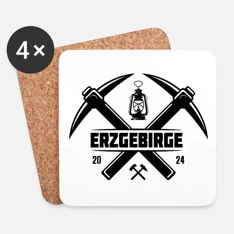 Erzgebirge Sachsen Bergbau Bergarbeiter - Untersetzer (4er-Set) - Weiß