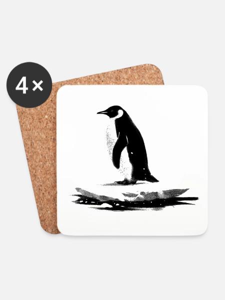 Majestätischer Pinguin - Untersetzer (4er-Set) - Weiß