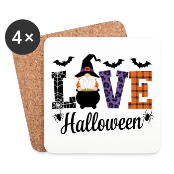 Halloween Love Lettering Gnome - Coasters (set of 4) - white - Front