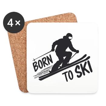 Born To Ski Skifahrer Skifahren Wintersport - Untersetzer (4er-Set) - Weiß - Vorne