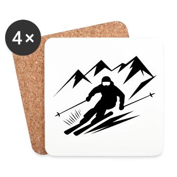 Skiurlaub Skifahrer Skifahren Wintersport - Untersetzer (4er-Set) - Weiß - Vorne