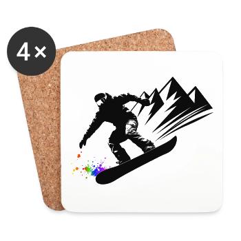 Snowboard Snowboarder Snowboarden Wintersport - Untersetzer (4er-Set) - Weiß - Vorne