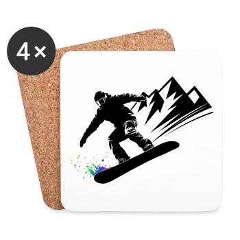 Snowboard Snowboarder Snowboarden Wintersport - Untersetzer (4er-Set) - Weiß - Vorne