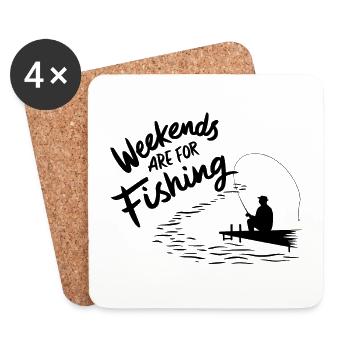 Weekends are for Fishing Fischen Angeln - Coasters (set of 4) - white - Front