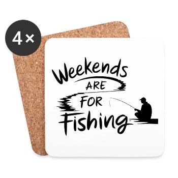 Weekends are for Fishing Fischen Angeln - Coasters (set of 4) - white - Front