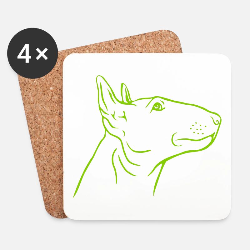 Bullterrier Kopf im Profil - Untersetzer (4er-Set) - Weiß