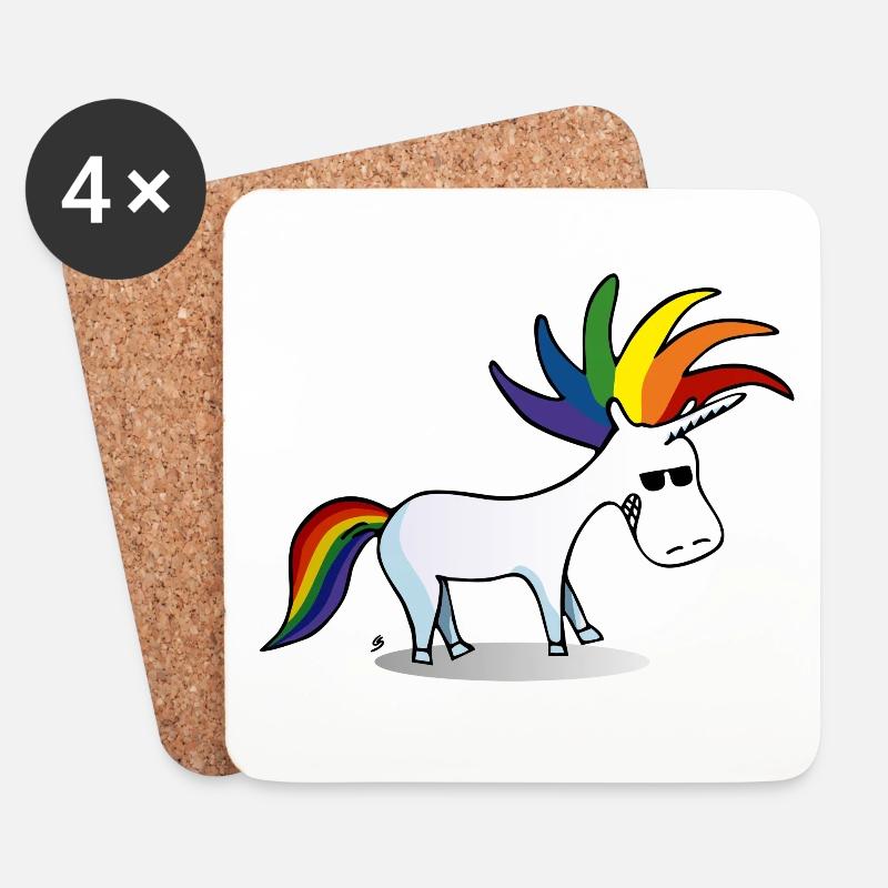 Punk Einhorn - Untersetzer (4er-Set) - Weiß