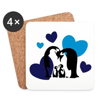 Pinguinfamilie - Pinguine - Penguin family - Untersetzer (4er-Set) - Weiß - Vorne