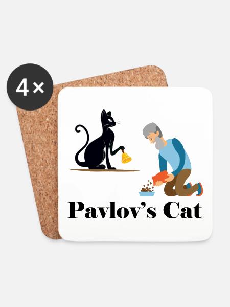 Pawlows Katze - Lustige Psychologie - Untersetzer (4er-Set) - Weiß