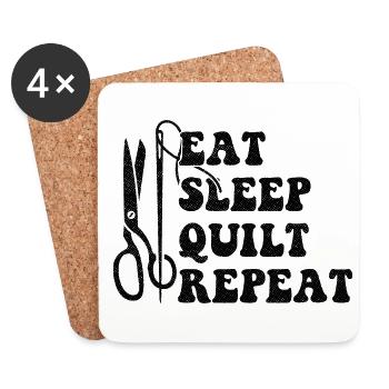 Eat Sleep Quilt Repeat Quilting Knitting Sewing Ba - Untersetzer (4er-Set) - Weiß - Vorne