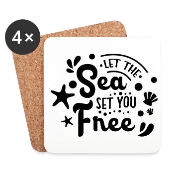 Let The Sea Set You Free Captain Skipper Sailing S - Untersetzer (4er-Set) - Weiß - Vorne