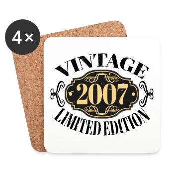 Vintage 2007 - 16 Years Old, 16th Birthday Teens - Coasters (set of 4) - white - Front